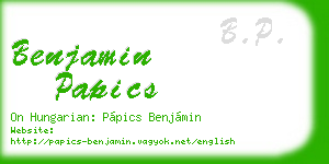 benjamin papics business card